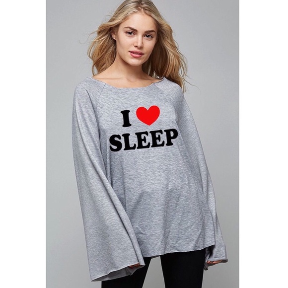 Blancheaux Tops - “I Love Sleep" gray long sleeve top